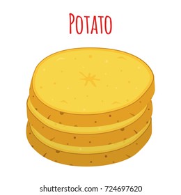 Potatoes set, brown tasty vegetable. Organic food. Made in cartoon flat style. Vector illustration