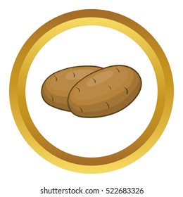 Potatoes vector icon in golden circle, cartoon style isolated on white background