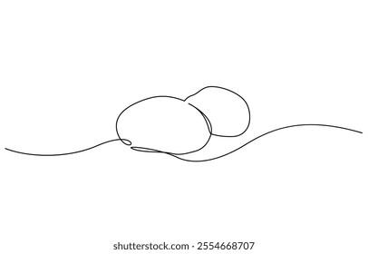 Potatoes vector illustration. One continuous line drawing art illustration, One line drawing features two potatoes in a simple and elegant continuous line, creating a modern minimalist artwork.