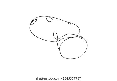 Potatoes vector illustration. One continuous line drawing art illustration, One line drawing features two potatoes, One line drawing features two potatoes in a simple and elegant continuous line.