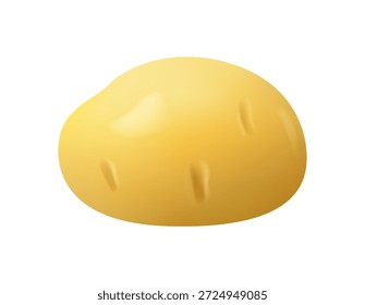 Patatas vegetales para dietas y nutrición. Vector 3D aislado icono de ingrediente de alimentos vegetarianos. Sabroso producto básico para sopas y ensaladas. Producto de la granja cultivado ecológica y orgánicamente