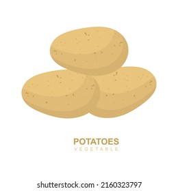 Potatoes vegetable vector illustration. Isolated white background. Sweet potato, Young Potatoes isolated, Raw potato food, Fresh potato