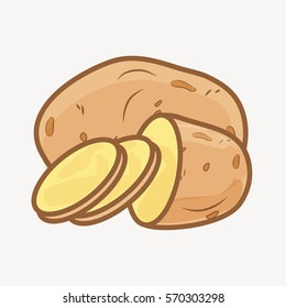 Potato,sliced potatoes illustration vector