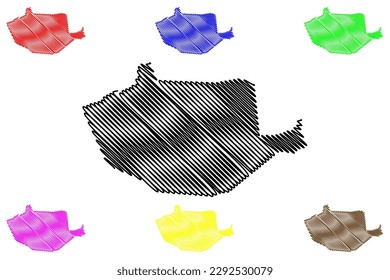Potengi municipality (Ceará state, Municipalities of Brazil, Federative Republic of Brazil) map vector illustration, scribble sketch Potengi map