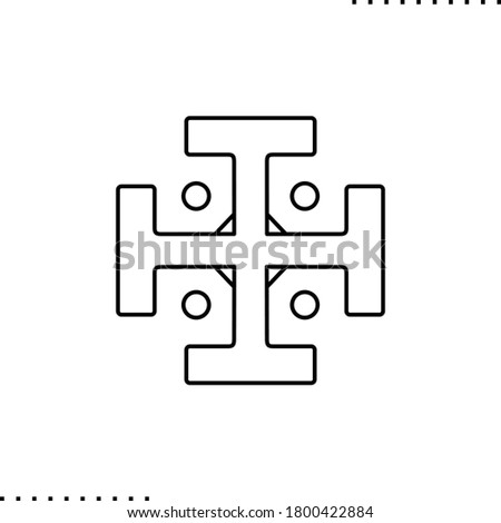сross potent, monastery christian symbol vector icon in outline