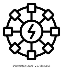 A potent symbol combining a gear and electricity for industrial and energy themes