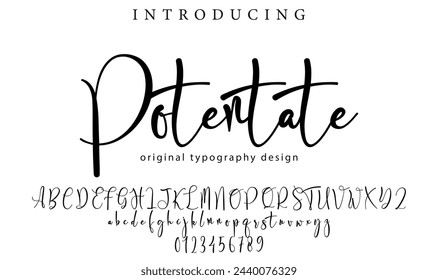 Potentate Font Stylish brush painted an uppercase vector letters, alphabet, typeface