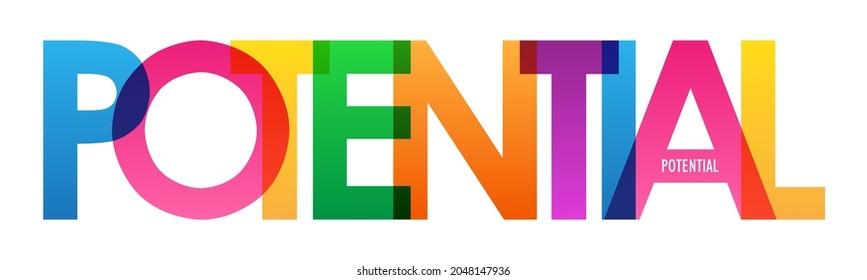 POTENTIAL colorful vector typography banner on white background