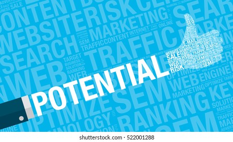 Potential concept with thumbs up, vector illustration