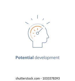 Potential development concept, head line icon, personal growth, vector thin stroke