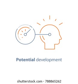 Potential development concept, head line icon, personal growth, vector thin stroke