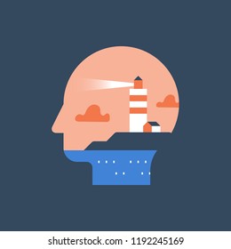 Potential development, mentorship concept, self awareness and mindfulness, lifelong learning, life meaning search, vector flat illustration