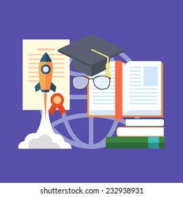 Potential of education concept. Colorful flat design icon.  Vector illustration