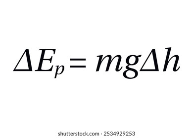 Potential Energy. Earth's Gravity Formula on the white background. Education.  School. Formula. Vector illustration.