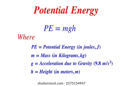 potential Energy Equation physics formulas school educational projects 