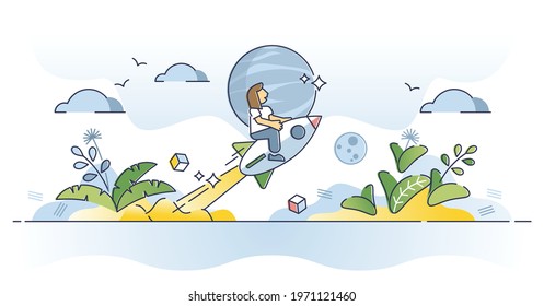 Potential growth as professional ability and work skills development outline concept. High level personal development with education, experience and power vector illustration. Progress upward motion.