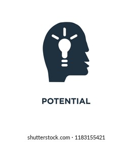 Potential icon. Black filled vector illustration. Potential symbol on white background. Can be used in web and mobile.