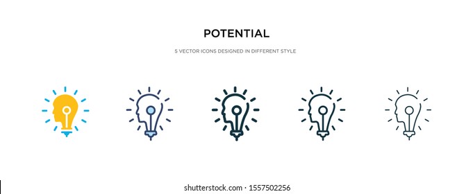 potential icon in different style vector illustration. two colored and black potential vector icons designed in filled, outline, line and stroke style can be used for web, mobile, ui