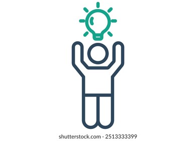 Ícone potencial. estilo de ícone de linha. pessoa com lâmpada. ícone relacionado a SWOT. elementos de negócios vetor ilustração