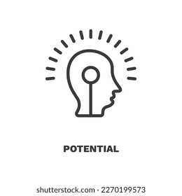 icono potencial. Icono de potencial de línea delgada de la colección de marketing. Vector de contorno aislado en fondo blanco. Se puede usar un símbolo potencial modificable web y móvil