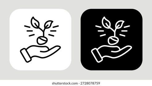 Icono de semilla potencial en estilo de línea blanco y negro