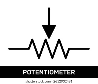 Potentiometer Icon. Zig-Zag Potentiometer symbol. ANSI or IEEE Standard Potentiometer Resistor Schematic Diagram