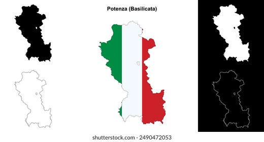 Potenza province outline map set