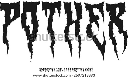 Pother Horror Sharp Font Alphabet - Scary Distorted Display Typeface for Metal Music, Gaming, and Dark Design