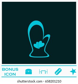 Potholder icon flat. Blue pictogram on dark background. Vector illustration symbol and bonus icons