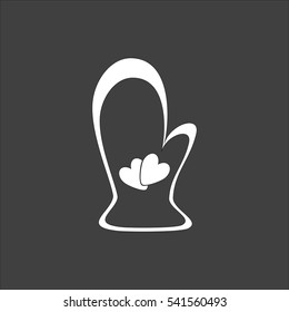 Potholder icon flat. Vector white illustration isolated on black background. Flat symbol