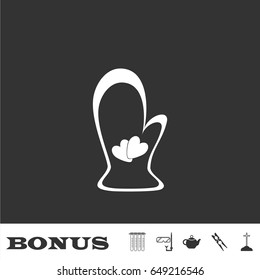 Potholder icon flat. White pictogram on black background. Vector illustration symbol and bonus icons