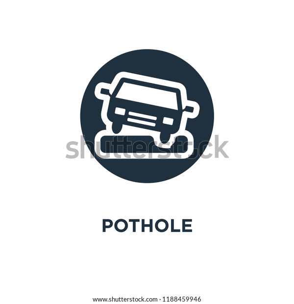 Pothole icon.\
Black filled vector illustration. Pothole symbol on white\
background. Can be used in web and\
mobile.