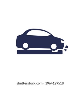 pothole icon with a car on white