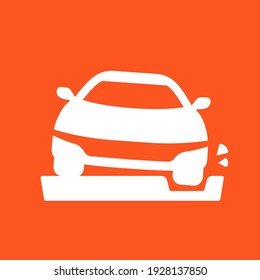 pothole icon with a car and road, vector