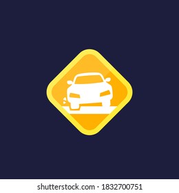 Potholsymbol mit Auto, Vektorsymbol