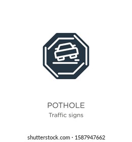 Pothole icon vector. Trendy flat pothole icon from traffic signs collection isolated on white background. Vector illustration can be used for web and mobile graphic design, logo, eps10