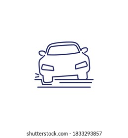 pothole line icon with a car