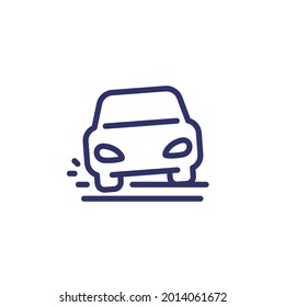 pothole line icon with car on the road