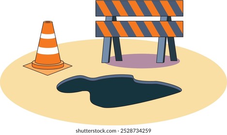 pothole on the street under maintenance