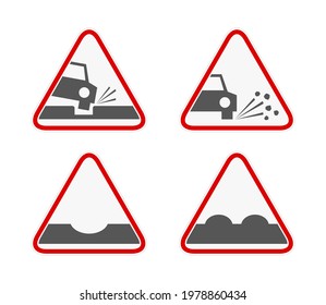 pothole road warning sign icon for car isolated on white background