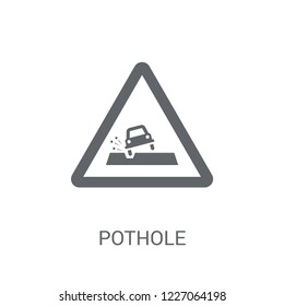 Pothole sign icon. Trendy Pothole sign logo concept on white background from Traffic Signs collection. Suitable for use on web apps, mobile apps and print media.