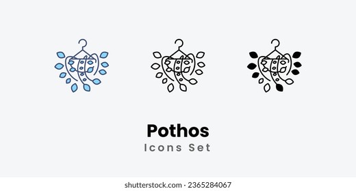 Pothos icons set plant icon indoor plant nature green plant stock illustration