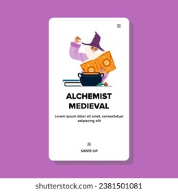 potion alchemist medieval vector. magician magic, witchcraft halloween, poison interior potion alchemist medieval web flat cartoon illustration