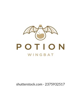 Potion bat logo design template flat vector