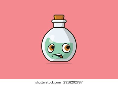 Potion Bottle with Cartoon Face vector illustration. Science object icon concept. Cartoon face with Potion vector design. Cartoon character drink design.