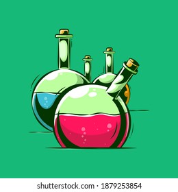 potion bottle cartoon illustration Premium Vector