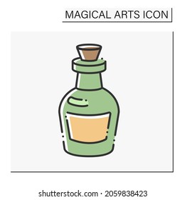  Potion bottle color icon. Potion created by witch. Love elixir, poison, Magic. Magical arts concept. Isolated vector illustration