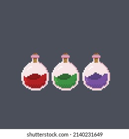 potion bottle with different color in pixel style