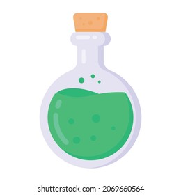 Un icono plano de botella de poción, diseño editable