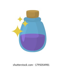 Potion bottle flat icon. Illustration of magic bottle.
